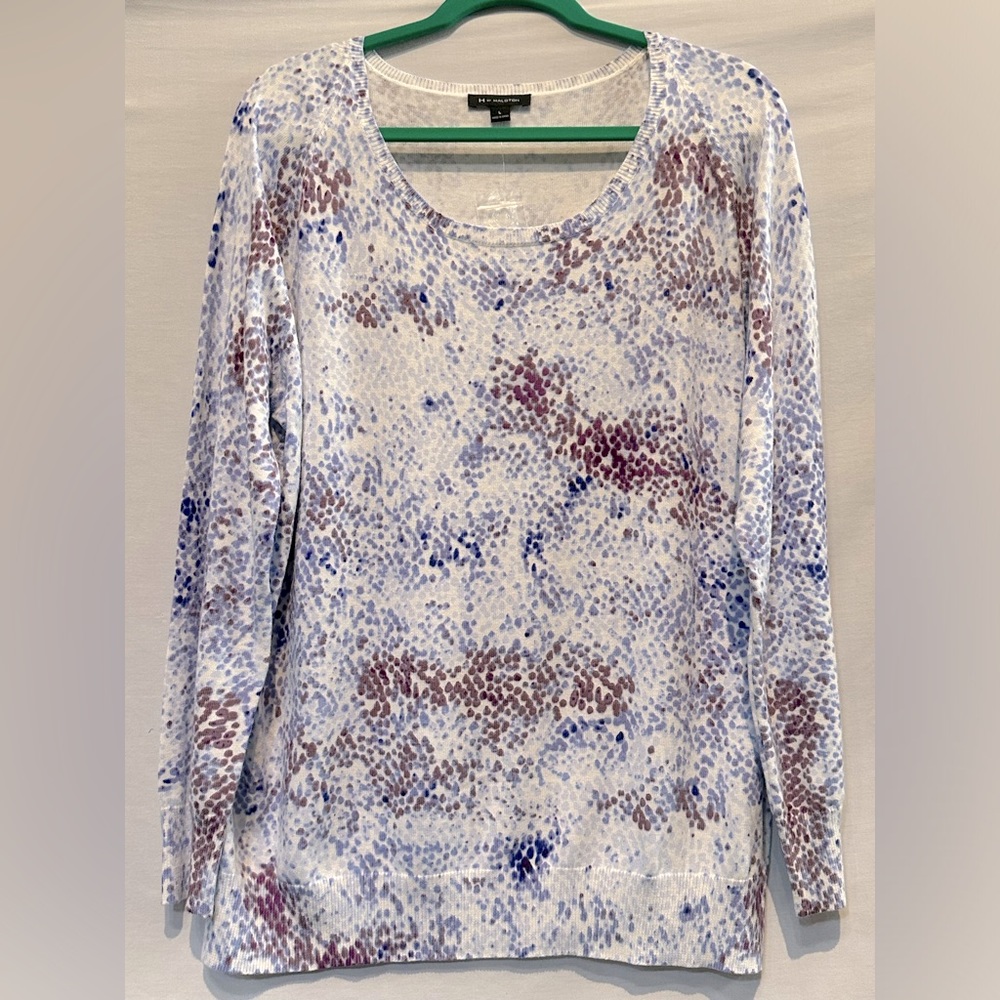 NWOT - H by Halston Abstract Animal Print Long-Sleeve Sweater - Size Large